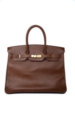 Birkin 35 Brown Ardennes Leather Gold Plated Z Circle Stamp - Image 20