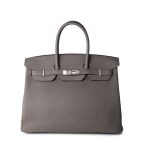 Birkin 35 Etain Veau Togo Leather Palladium Plated 2017 A - Image 3