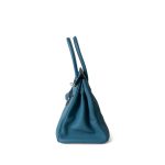 Birkin 30 Blue Jean Togo Palladium Plated H Square Stamp - Image 6