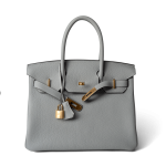 Hermes Birkin 30 Togo Blue Glacier Gold Plated T Stamp - Image 4