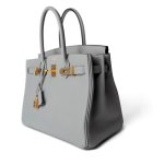 Hermes Birkin 30 Togo Blue Glacier Gold Plated T Stamp - Image 3