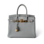 Hermes Birkin 30 Togo Blue Glacier Gold Plated T Stamp - Image 12