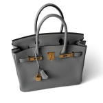 Hermes Birkin 30 Togo Blue Glacier Gold Plated T Stamp - Image 2