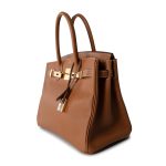 Birkin 30 Gold Courchevel Leather Gold Plated Hardware G Square Stamp - Image 14
