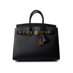 Birkin Sellier 25 Black Veau Epsom Leather Gold Plated Hardware Z Stamp - Image 17