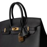 Birkin Sellier 25 Black Veau Epsom Leather Gold Plated Hardware Z Stamp - Image 19