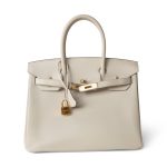Birkin 30 Craie Veau Epsom Gold Plated C Stamp - Image 13