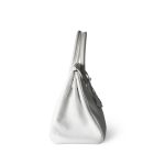 Birkin 30 White Taurillon Clemence Leather Palladium Plated I Square Stamp - Image 4