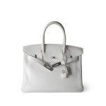 Birkin 30 White Taurillon Clemence Leather Palladium Plated I Square Stamp - Image 16