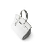 Birkin 30 White Taurillon Clemence Leather Palladium Plated I Square Stamp - Image 8