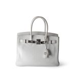Birkin 30 White Taurillon Clemence Leather Palladium Plated I Square Stamp - Image 15