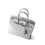 Birkin 30 White Taurillon Clemence Leather Palladium Plated I Square Stamp - Image 13