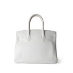 Birkin 30 White Taurillon Clemence Leather Palladium Plated I Square Stamp - Image 3