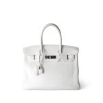 Birkin 30 White Taurillon Clemence Leather Palladium Plated I Square Stamp