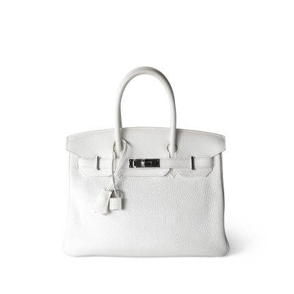 Birkin 30 White Taurillon Clemence Leather Palladium Plated I Square Stamp
