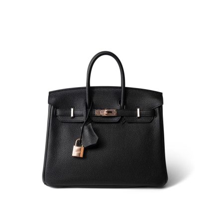Birkin 25 Black Togo Rose Gold Plated Y Stamp