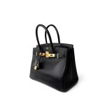 Birkin 30 Black Box Calfskin Gold Plated G Square Stamp - Image 8