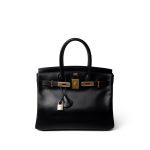 Birkin 30 Black Box Calfskin Gold Plated G Square Stamp - Image 2