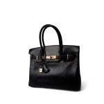 Birkin 30 Black Box Calfskin Gold Plated G Square Stamp - Image 12