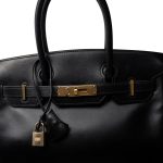 Birkin 30 Black Box Calfskin Gold Plated G Square Stamp - Image 18