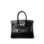 Birkin 30 Black Box Calfskin Gold Plated G Square Stamp - Image 5