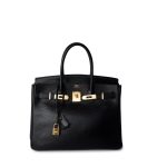 Birkin 30 Black Noir Vachette Ardennes Gold Plated Hardware - Image 8
