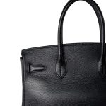 Birkin 30 Black Noir Vachette Ardennes Gold Plated Hardware - Image 15