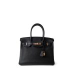 Birkin 30 Noir Togo Rose Gold Plated Hardware D Stamp