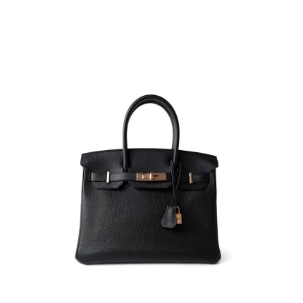 Birkin 30 Noir Togo Rose Gold Plated Hardware D Stamp