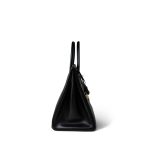 Birkin 35 Black Box Calfskin Gold Plated F Square Stamp - Image 7
