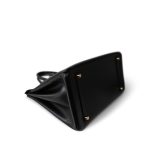 Birkin 35 Black Box Calfskin Gold Plated F Square Stamp - Image 9