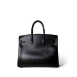 Birkin 35 Black Box Calfskin Gold Plated F Square Stamp - Image 2