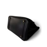 Birkin 35 Black Box Calfskin / Rouge Vif Gold Plated B Square Stamp - Image 6