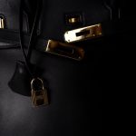 Birkin 35 Black Box Calfskin / Rouge Vif Gold Plated B Square Stamp - Image 8