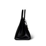 Birkin 35 Black Box Calfskin / Rouge Vif Gold Plated B Square Stamp - Image 4