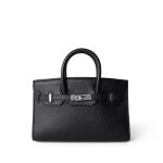 Birkin Sellier 15 Black Epsom Palladium Plated O Stamp