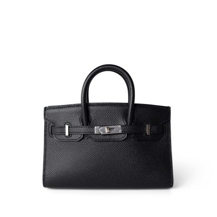 Birkin Sellier 15 Black Epsom Palladium Plated O Stamp