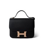 Constance 18 Black Epsom Rose Gold Plated B Stamp