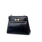 Hermes Vintage Mini Kelly Navy Box Calfskin Leather Shoulder Bag - Image 7