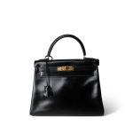 Kelly 28 Black Box Calfskin Gold Plated (H) Stamp
