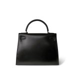 Kelly 28 Sellier Black Box Calfskin Gold Plated P Circle Stamp - Image 4