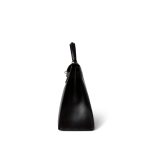 Kelly 28 Sellier Black Box Calfskin Gold Plated P Circle Stamp - Image 5