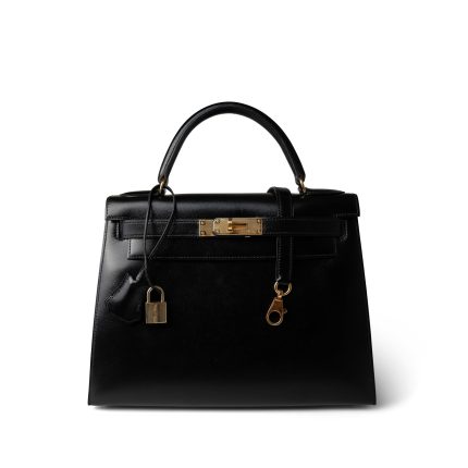 Kelly Sellier 28 Black Box Calfskin Gold Plated (V) Stamp