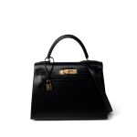 Kelly Sellier 28 Black Box Calfskin Gold Plated X Circle Stamp