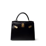 Kelly Sellier 28 Black Box Calfskin Gold Plated X Circle Stamp - Image 2