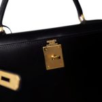 Kelly Sellier 28 Black Box Calfskin Gold Plated X Circle Stamp - Image 12