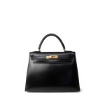 Kelly Sellier 28 Black Box Calfskin Gold Plated X Circle Stamp