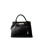 Kelly Sellier 28 Black Box Calfskin Gold Plated X Circle Stamp - Image 6