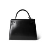 Kelly Sellier 28 Black Box Calfskin Palladium Plated [B] Stamp - Image 3