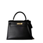 Kelly Sellier 28 Box Calfskin Gold Plated Hardware M Circle Stamp - Image 4